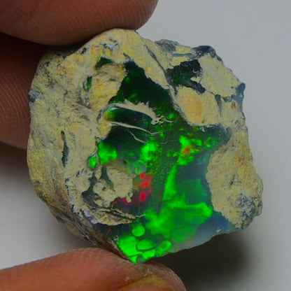 Black Opal 20.40 Carats | Natural Black Ethiopian Opal Rough - Ready for Cutting & Jewelry!
