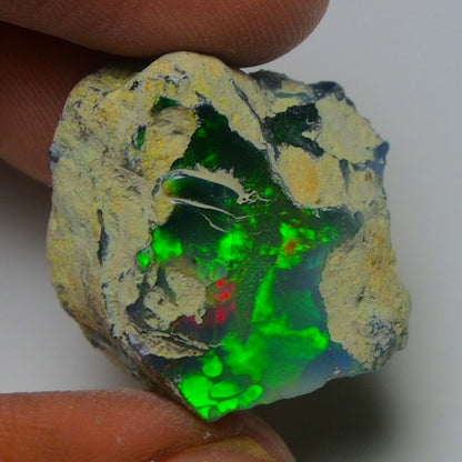 Black Opal 20.40 Carats | Natural Black Ethiopian Opal Rough - Ready for Cutting & Jewelry!