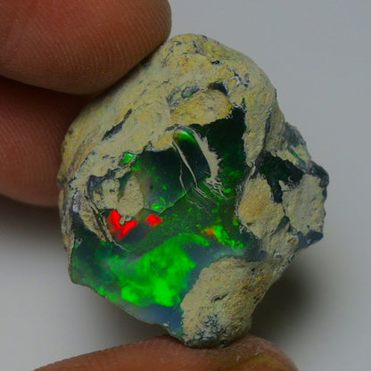 Black Opal 20.40 Carats | Natural Black Ethiopian Opal Rough - Ready for Cutting & Jewelry!