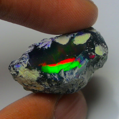 Black Opal 17.85 Carats | Natural Black Ethiopian Opal Rough - Ready for Cutting & Jewelry!