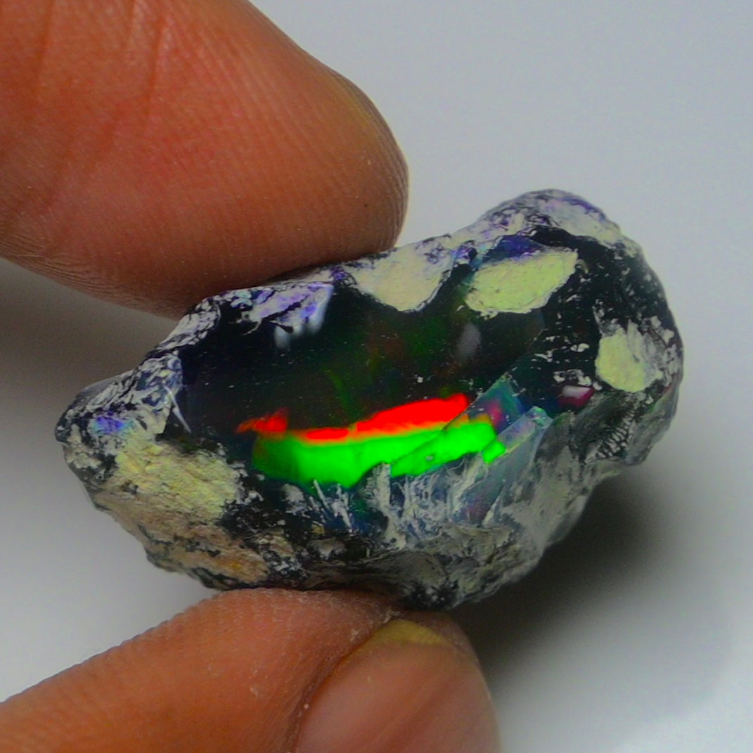 Black Opal 17.85 Carats | Natural Black Ethiopian Opal Rough - Ready for Cutting & Jewelry!