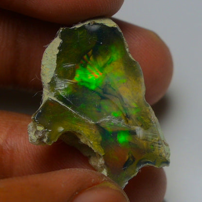 Black Opal 15.20 Carats | Natural Black Ethiopian Opal Rough - Ready for Cutting & Jewelry!