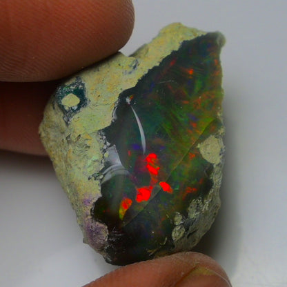 Black Opal 24.35 Carats | Natural Black Ethiopian Opal Rough - Ready for Cutting & Jewelry!