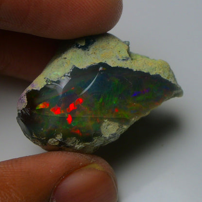 Black Opal 24.35 Carats | Natural Black Ethiopian Opal Rough - Ready for Cutting & Jewelry!