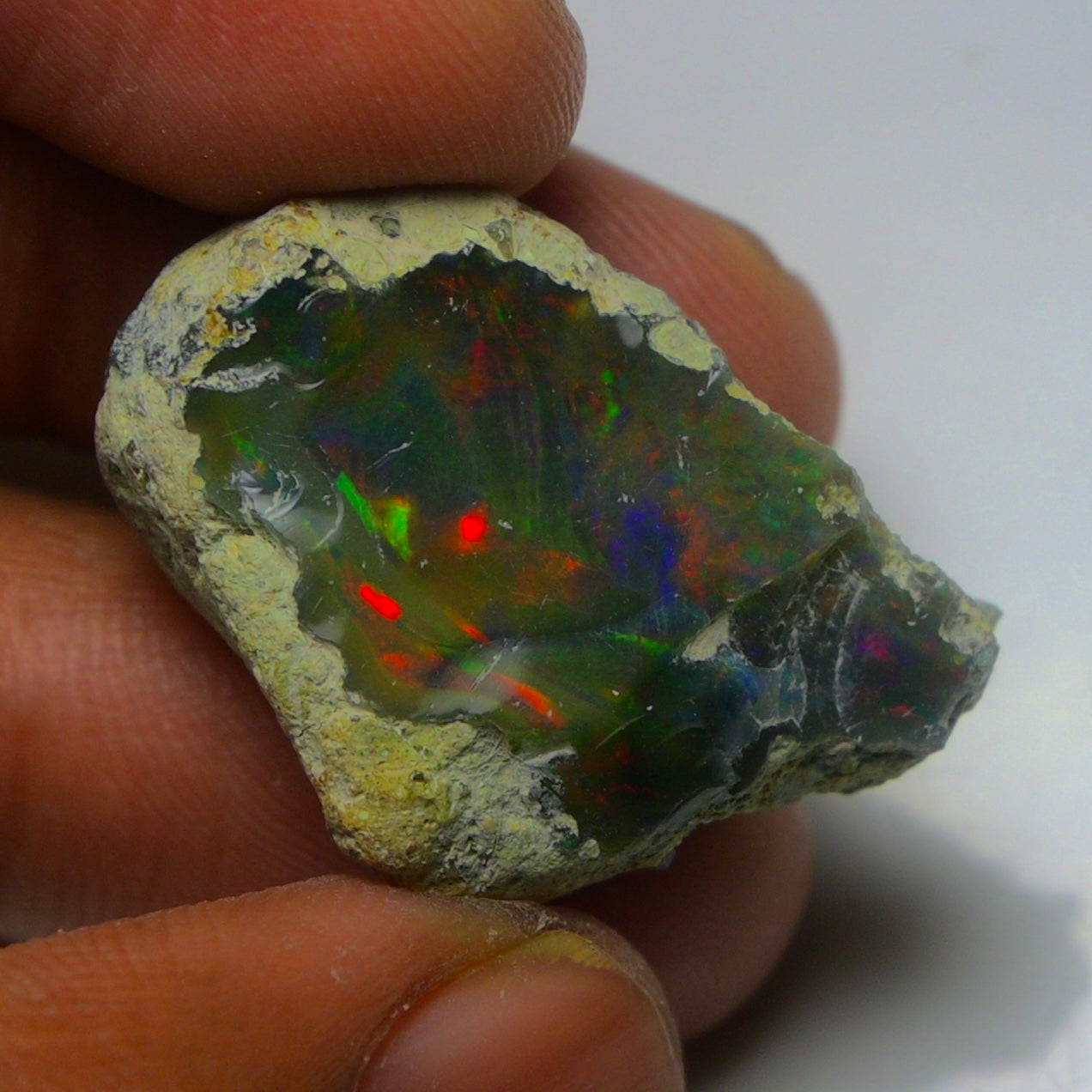 Black Opal 24.35 Carats | Natural Black Ethiopian Opal Rough - Ready for Cutting & Jewelry!