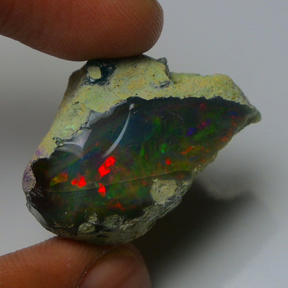 Black Opal 24.35 Carats | Natural Black Ethiopian Opal Rough - Ready for Cutting & Jewelry!