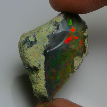 Black Opal 24.35 Carats | Natural Black Ethiopian Opal Rough - Ready for Cutting & Jewelry!