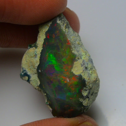 Black Opal 24.35 Carats | Natural Black Ethiopian Opal Rough - Ready for Cutting & Jewelry!