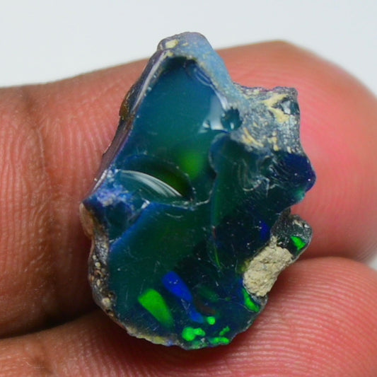 Rare Black Opal 12.80 Carats | Natural Black Ethiopian Opal Rough - Ready for Cutting & Jewelry!