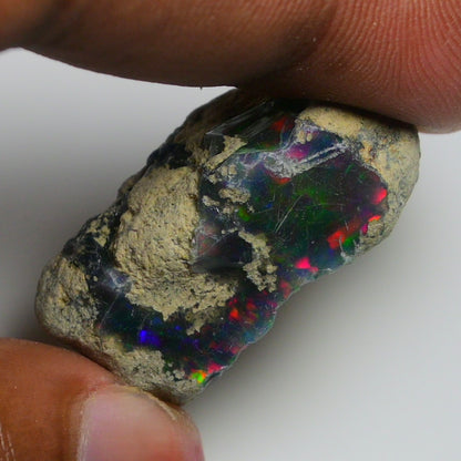 Rare Black Opal 36.05 Carats | Natural Black Ethiopian Opal Rough - Ready for Cutting & Jewelry!