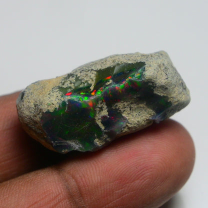 Rare Black Opal 36.05 Carats | Natural Black Ethiopian Opal Rough - Ready for Cutting & Jewelry!
