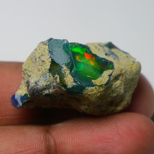 Rare Black Opal 39.05 Carats | Natural Black Ethiopian Opal Rough - Ready for Cutting & Jewelry!