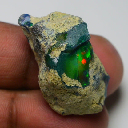 Rare Black Opal 39.05 Carats | Natural Black Ethiopian Opal Rough - Ready for Cutting & Jewelry!