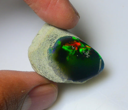 Black Opal Rough 29.70 Carats | Natural Ethiopian Opal Rough - Ready for Cutting & Jewelry | AAA Grade Opal Raw