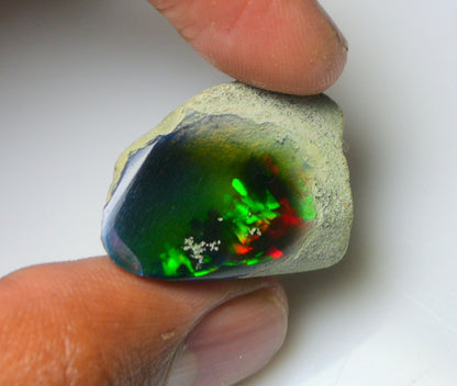 Black Opal Rough 29.70 Carats | Natural Ethiopian Opal Rough - Ready for Cutting & Jewelry | AAA Grade Opal Raw