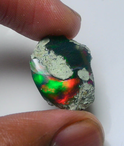 Black Opal Rough 11.25 Carats | Natural Ethiopian Opal Rough - Ready for Cutting & Jewelry | AAA Grade Opal Raw