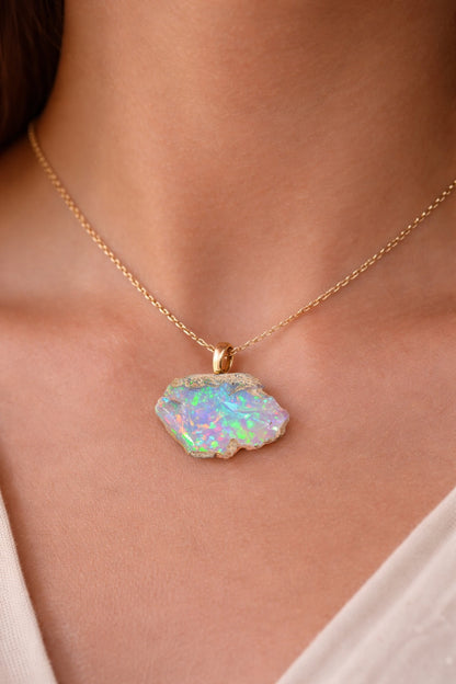 Natural Ethiopian Welo Opal Necklace in Sterling Silver or 14K Gold Filled