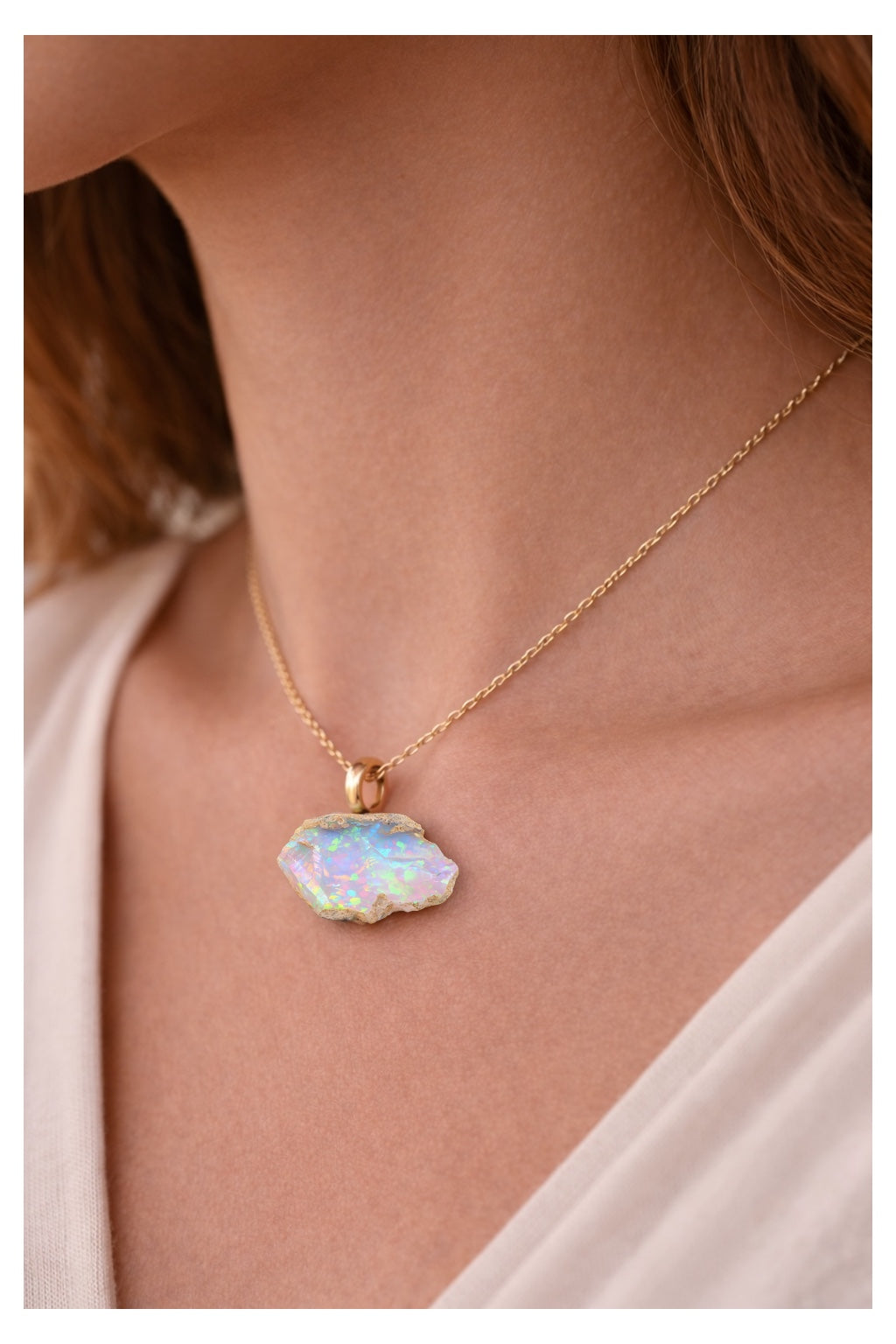 Natural Ethiopian Welo Opal Necklace in Sterling Silver or 14K Gold Filled