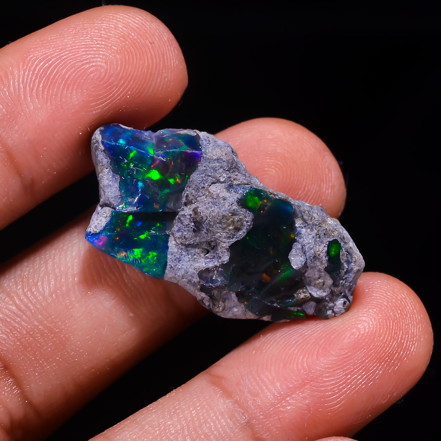 Rare Black Opal 11.5 Carats | Natural Black Ethiopian Opal Rough - Ready for Cutting & Jewelry