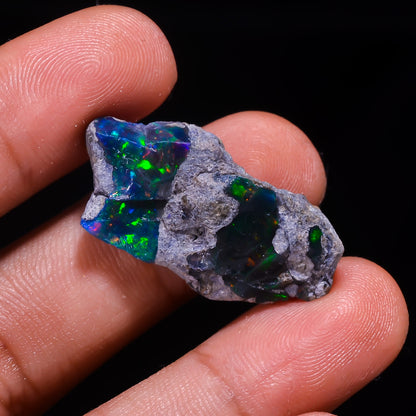 Rare Black Opal 11.5 Carats | Natural Black Ethiopian Opal Rough - Ready for Cutting & Jewelry