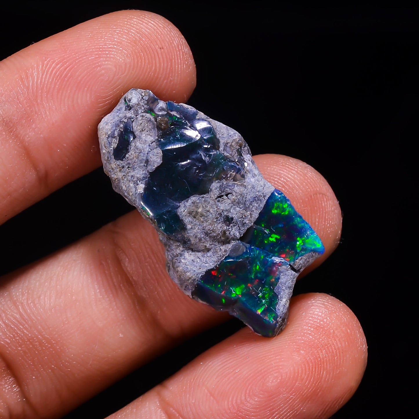 Rare Black Opal 11.5 Carats | Natural Black Ethiopian Opal Rough - Ready for Cutting & Jewelry