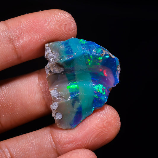 Rare Black Opal 13.00 Carats | Natural Black Ethiopian Opal Rough - Ready for Cutting & Jewelry