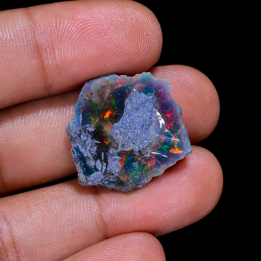 Rare Black Opal 10.00 Carats | Natural Black Ethiopian Opal Rough - Ready for Cutting & Jewelry