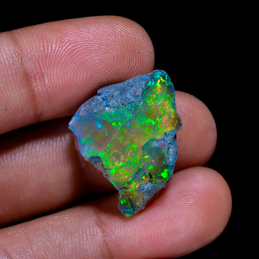 Rare Black Opal 13.00 Carats | Natural Black Ethiopian Opal Rough - Ready for Cutting & Jewelry