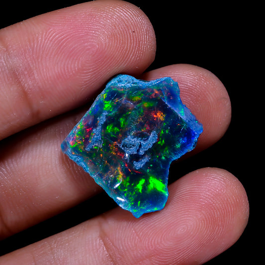 Rare Black Opal 9.00 Carats | Natural Black Ethiopian Opal Rough - Ready for Cutting & Jewelry