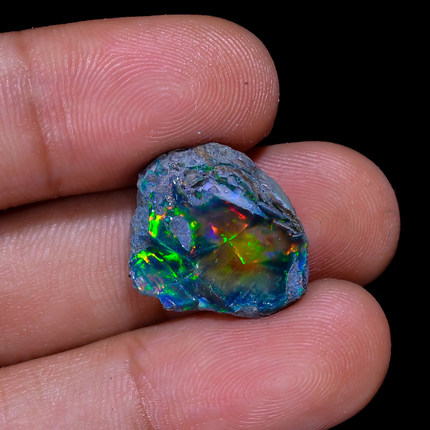 Rare Black Opal 6.00 Carats | Natural Black Ethiopian Opal Rough - Ready for Cutting & Jewelry