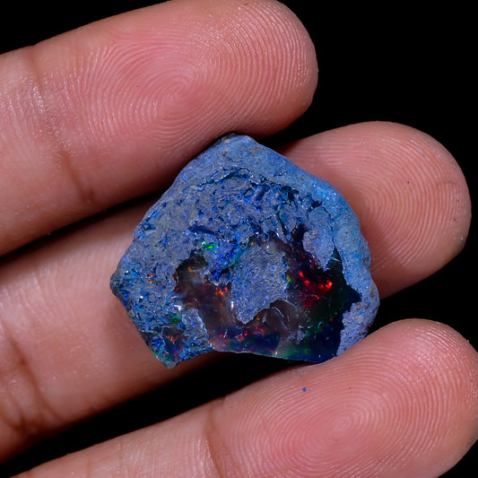 Rare Black Opal 9.00 Carats | Natural Black Ethiopian Opal Rough - Ready for Cutting & Jewelry