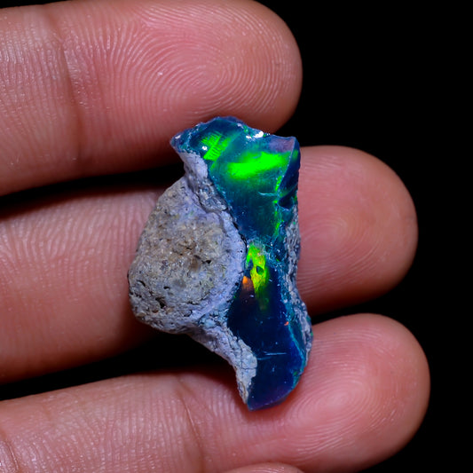 Rare Black Opal 9.00 Carats | Natural Black Ethiopian Opal Rough - Ready for Cutting & Jewelry