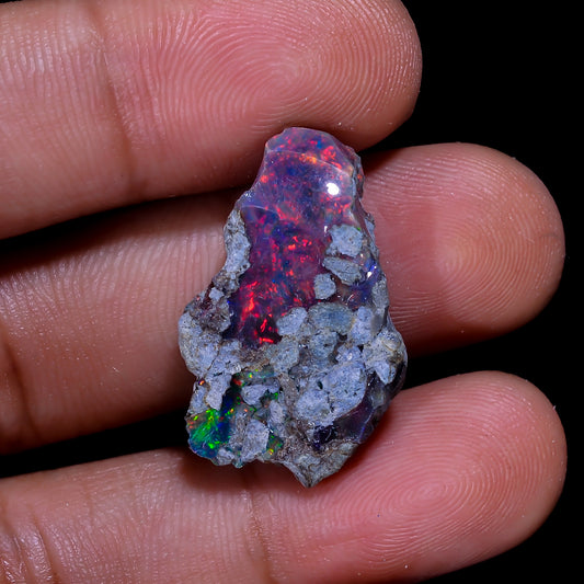 Rare Black Opal 9.5 Carats | Natural Black Ethiopian Opal Rough - Ready for Cutting & Jewelry