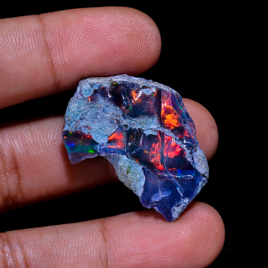 Rare Black Opal 19.5 Carats | Natural Black Ethiopian Opal Rough - Ready for Cutting & Jewelry