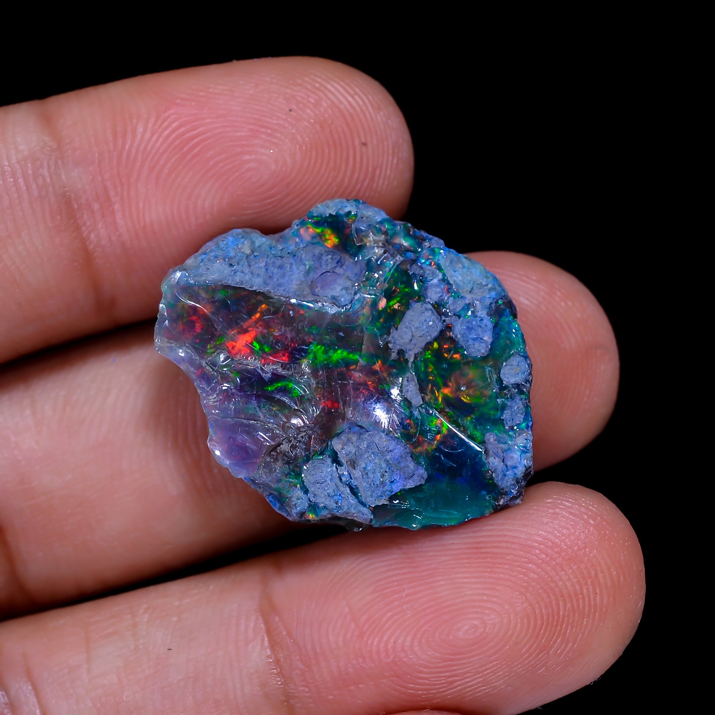 Rare Black Opal 13.00 Carats | Natural Black Ethiopian Opal Rough - Ready for Cutting & Jewelry