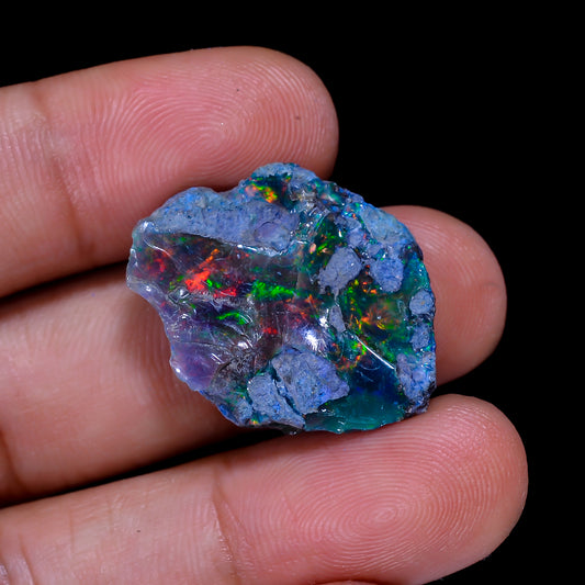 Rare Black Opal 13.00 Carats | Natural Black Ethiopian Opal Rough - Ready for Cutting & Jewelry