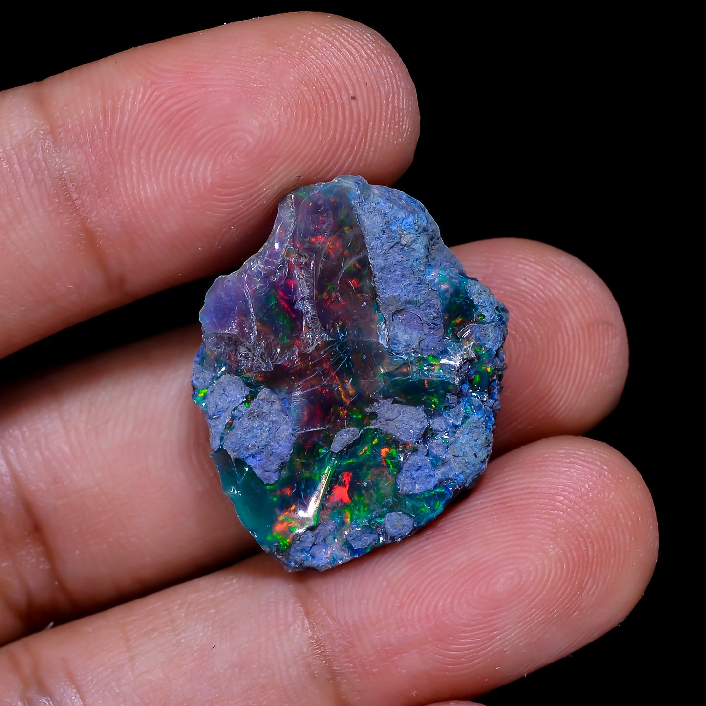 Rare Black Opal 13.00 Carats | Natural Black Ethiopian Opal Rough - Ready for Cutting & Jewelry