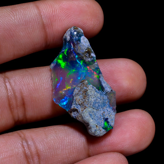 Rare Black Opal 13.5 Carats | Natural Black Ethiopian Opal Rough - Ready for Cutting & Jewelry