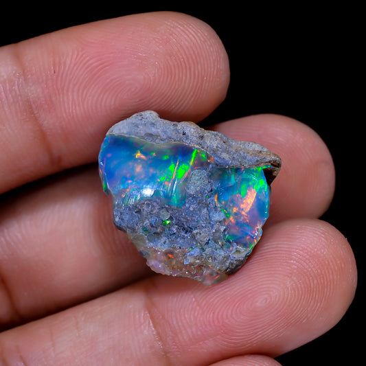 Rare Black Opal 10.5 Carats | Natural Black Ethiopian Opal Rough - Ready for Cutting & Jewelry