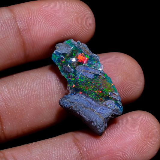 Rare Black Opal 7.5 Carats | Natural Black Ethiopian Opal Rough - Ready for Cutting & Jewelry