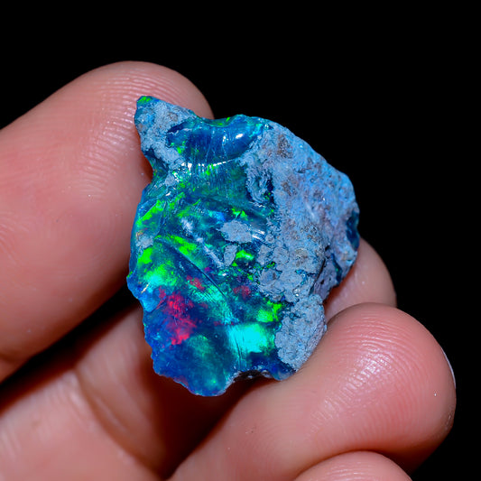 Rare Black Opal 9.00 Carats | Natural Black Ethiopian Opal Rough - Ready for Cutting & Jewelry