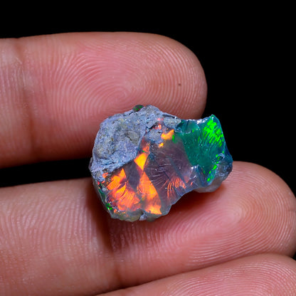 Rare Black Opal 7.00 Carats | Natural Black Ethiopian Opal Rough - Ready for Cutting & Jewelry