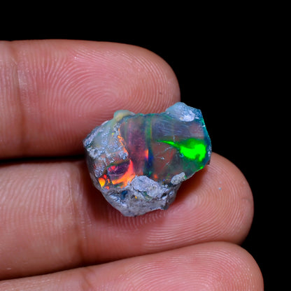 Rare Black Opal 7.00 Carats | Natural Black Ethiopian Opal Rough - Ready for Cutting & Jewelry