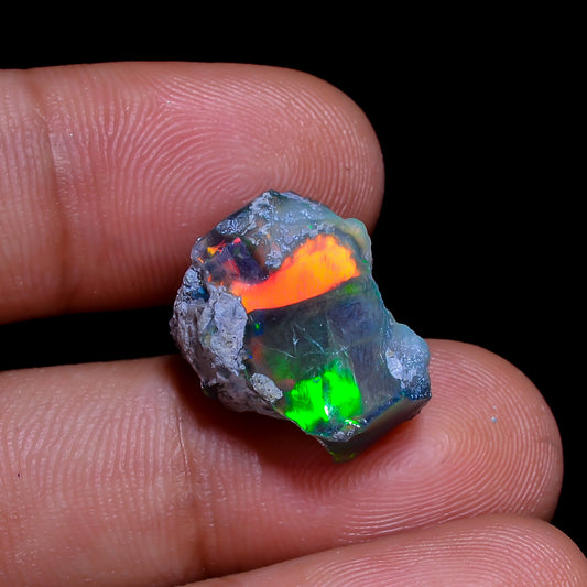 Rare Black Opal 7.00 Carats | Natural Black Ethiopian Opal Rough - Ready for Cutting & Jewelry