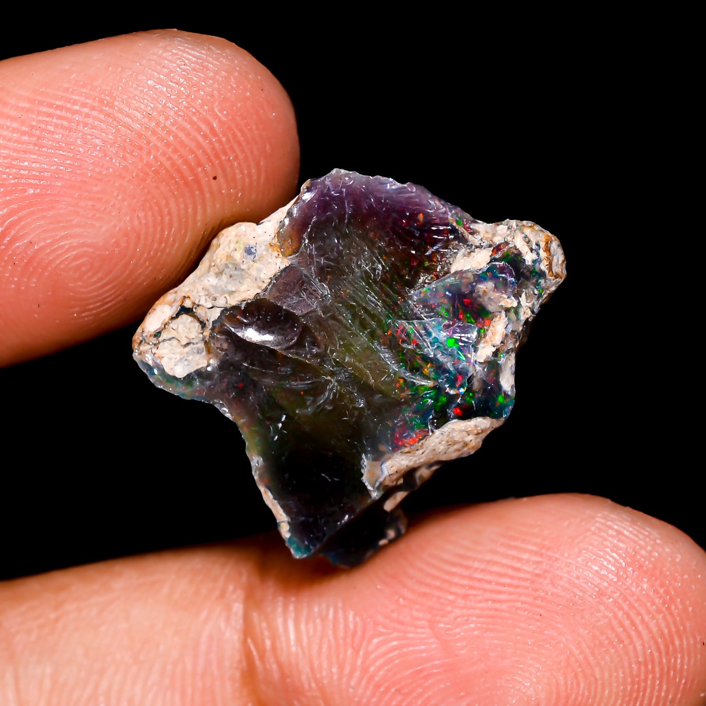 Black Opal 9.5 Carats | Natural Black Ethiopian Opal Rough - Ready for Cutting & Jewelry