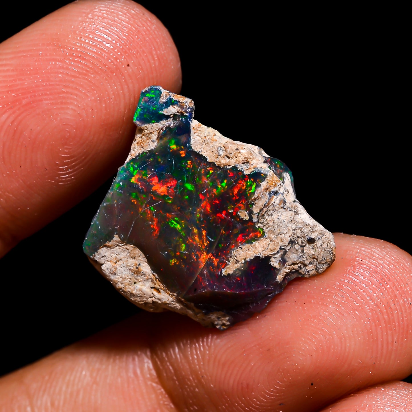 Black Opal 9.5 Carats | Natural Black Ethiopian Opal Rough - Ready for Cutting & Jewelry