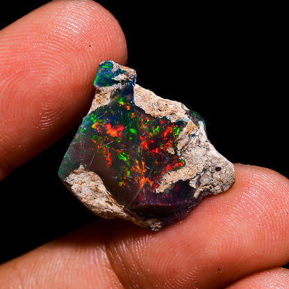 Black Opal 9.5 Carats | Natural Black Ethiopian Opal Rough - Ready for Cutting & Jewelry