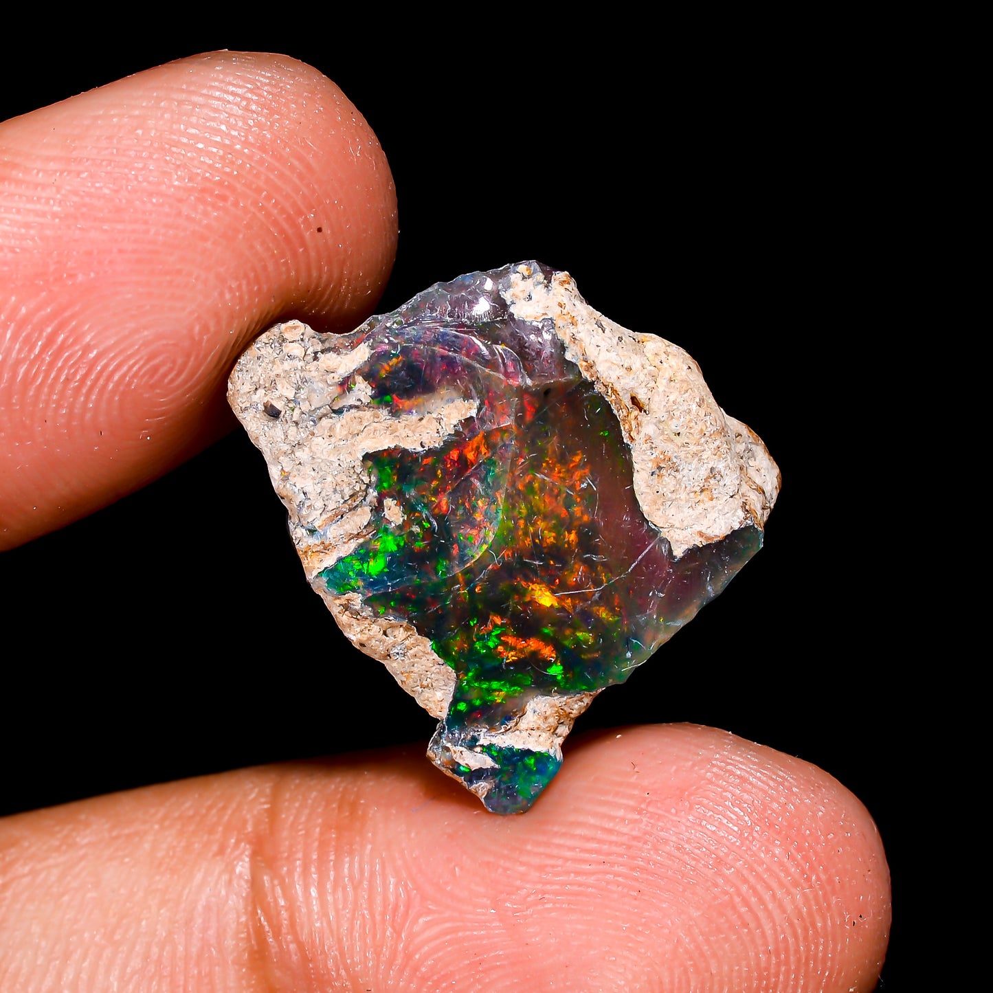Black Opal 9.5 Carats | Natural Black Ethiopian Opal Rough - Ready for Cutting & Jewelry