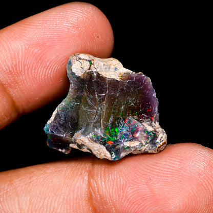 Black Opal 9.5 Carats | Natural Black Ethiopian Opal Rough - Ready for Cutting & Jewelry