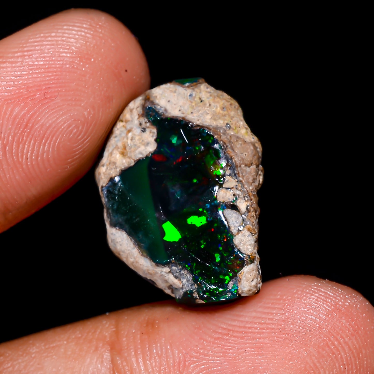 Black Opal 11.00 Carats | Natural Black Ethiopian Opal Rough - Ready for Cutting & Jewelry